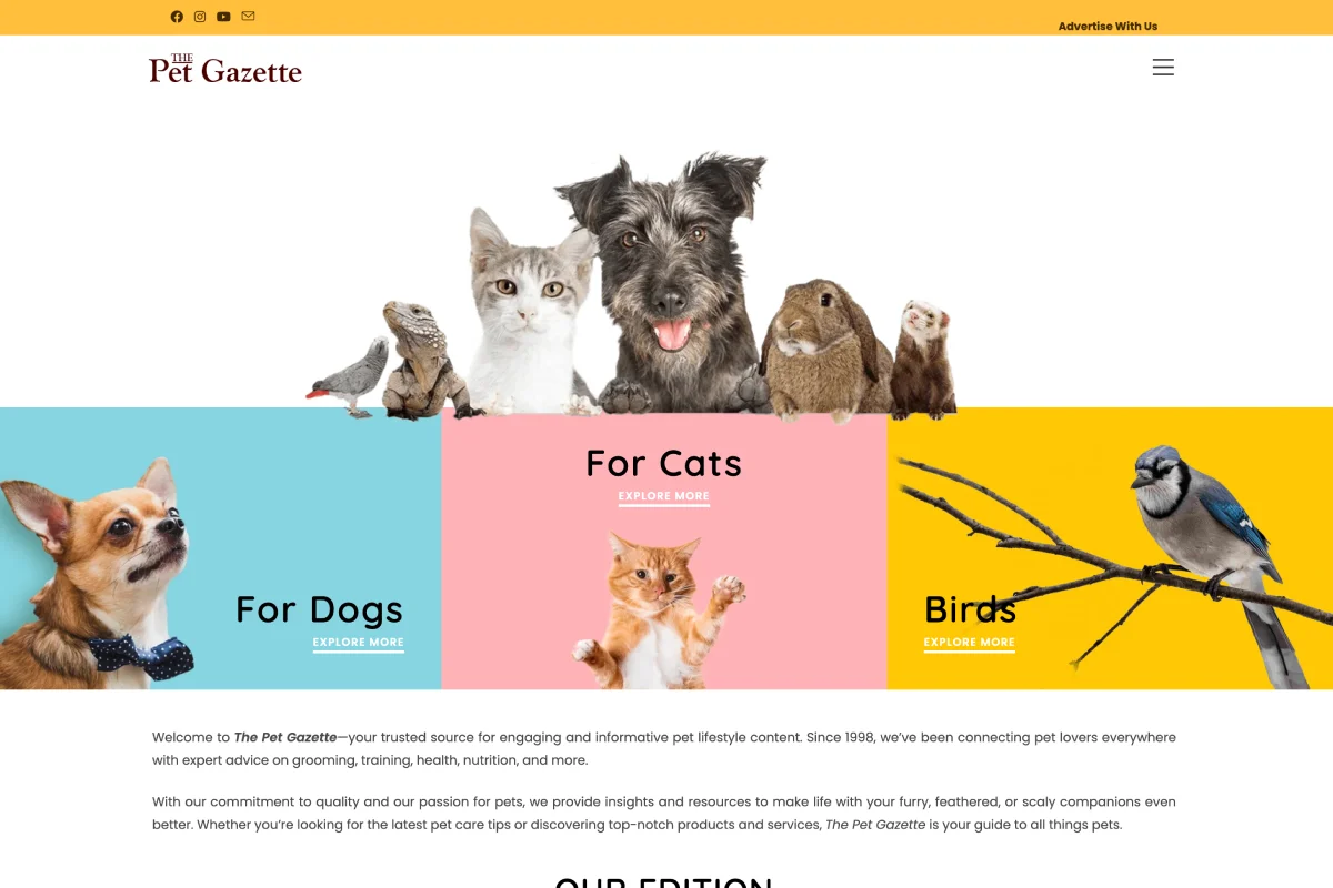 The Pet Gazette — Publication website & SEO